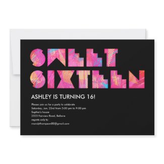 Black Electric Glow Sweet 16 Invitations invitation