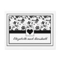 Black Elegance w/ Heart Wedding Invite postcards
