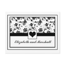 Black Elegance w/ Heart Wedding Invite postcards by BloomMedia Black Elegance w/ Heart Wedding Invite postcards