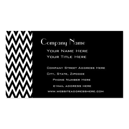 Black Elegant Chevron Monogram Business Card (back side)