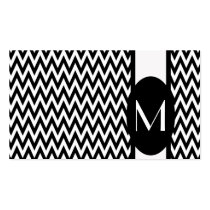 Black Elegant Chevron Monogram Business Card