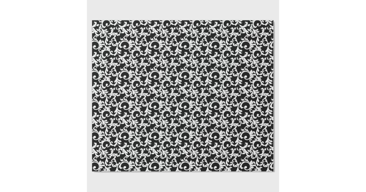 Black Elegant Damask Print Wrapping Paper Zazzle