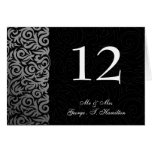 black  Elegant damask  table seating card