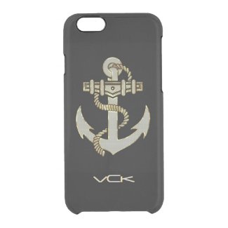 Black, Elegant Diamonds & Gold Nautical Anchor Uncommon Clearly™ Deflector iPhone 6 Case