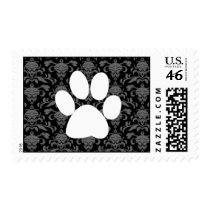 Black Elegant Paw Print Postage Stamp