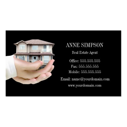 Black Elegant Real Estate Agent Business Card (front side)