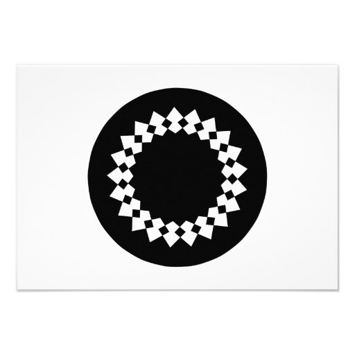 Black Elegant Round Design. Art Deco Style. Custom Invite