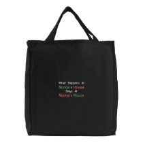 Black Embroidered Nonna's House Tote Bag embroidered bags by malibuitalian Black Embroidered Nonna's House Tote Bag embroidered bags