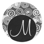 Black Envelope Seal Labels With Initials Monogram sticker