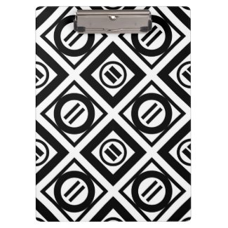 Black Equal Sign Geometric Pattern on White Clipboard