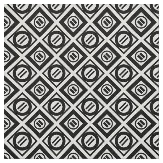 Black Equal Sign Geometric Pattern on White Fabric