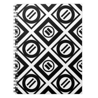 Black Equal Sign Geometric Pattern on White Note Book