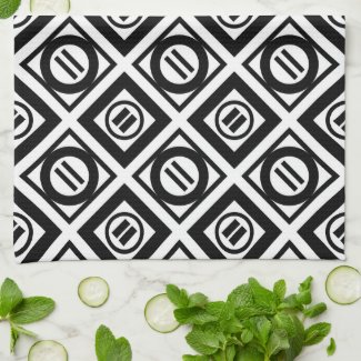Black Equal Sign Geometric Pattern on White Towel