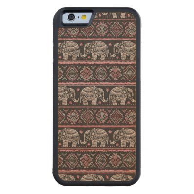 Black Ethnic Elephant Pattern Carved® Maple iPhone 6 Bumper