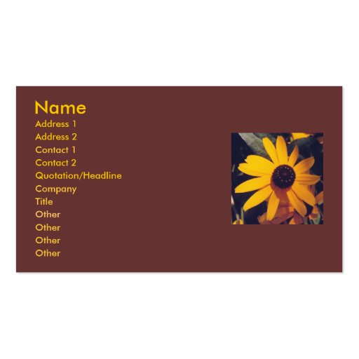 Black-eye susans -business card template (front side)