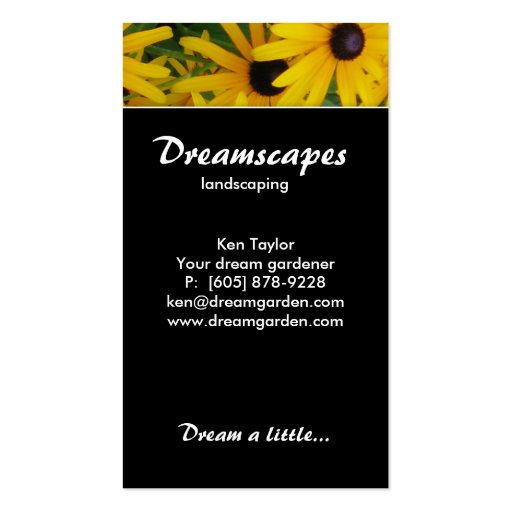 Black Eyed Susan Flower Business Card (back side)