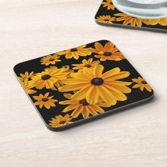 Black Eyed Susan Flowers Floral Plastic Coasters