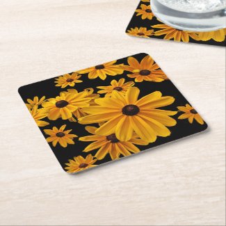 Black-eyed Susan Flowers Square Paper Coaster