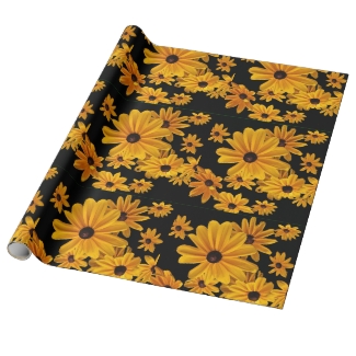 Black Eyed Susan Flowers Yellow Wrapping Paper