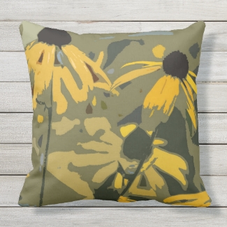 Black-Eyed Susan Rudbeckia Design OUTDOOR pillow