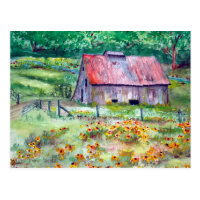 Black-Eyed Susan Wildflower Barn Postcard