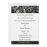 Black Fabric, White Floral wedding invitation