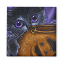 BLACK FAIRY KITTEN CAT HALLOWEEN PUMPKIN BASKET magnets