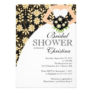 Black Fall Floral Beautiful Bride Bridal Shower Personalized Invites