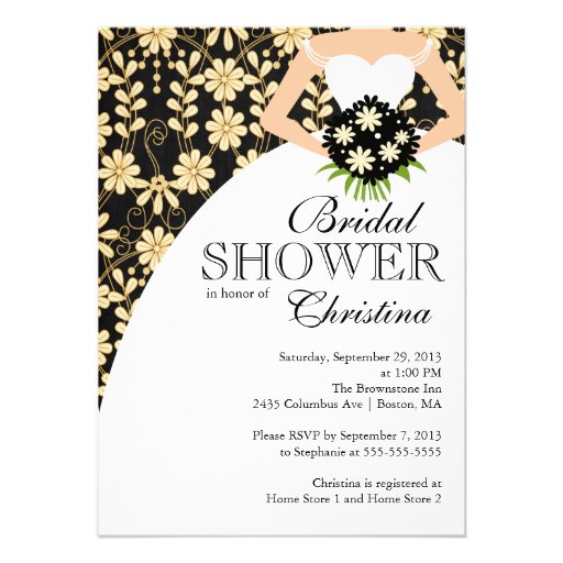Black Fall Floral Beautiful Bride Bridal Shower Personalized Invites