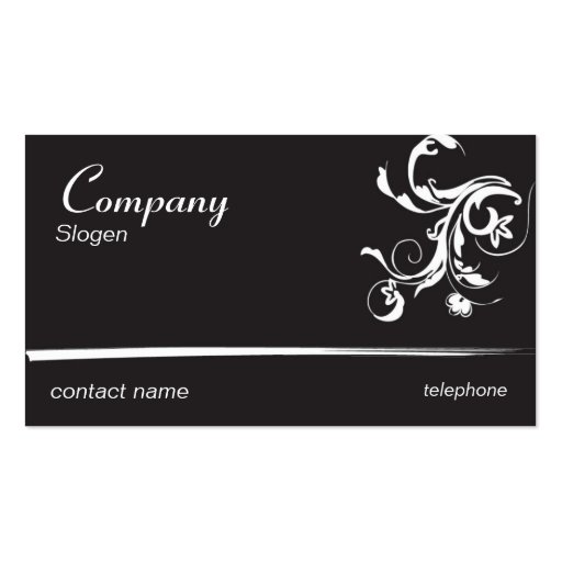 Black Fancy Swirls Business Card (front side)