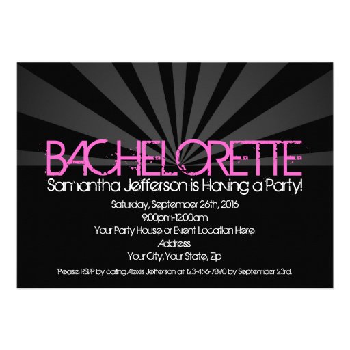 Black Fashion Lights Bachelorette Party Invitation