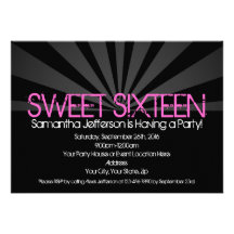 Black Fashion Spotlight Sweet 16 Party Invitations