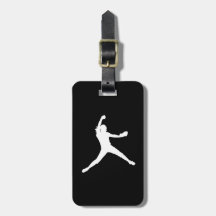 Black Fastpitch Silhouette Luggage Tag