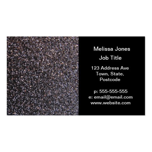 Black faux glitter graphic business card template