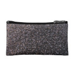 Black faux glitter graphic cosmetic bag