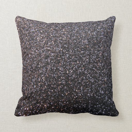 Black faux glitter graphic throw pillow Zazzle