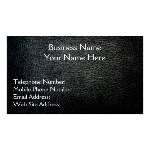 Black Faux Leather Rustic style Business Cards (front side)