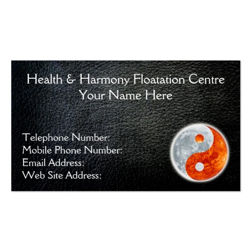 Black Faux Leather Yin-Yang Health Business Cards