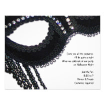 Black Faux Rhinestone Mask Halloween Invitation invitations