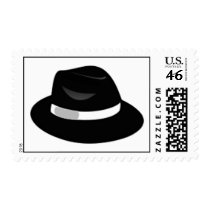 Black Fedora Postage Stamp