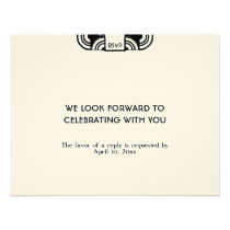 Black felt deco wedding enclosure RSVP response Custom Invitation