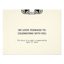 Black felt deco wedding enclosure RSVP response Custom Invitation