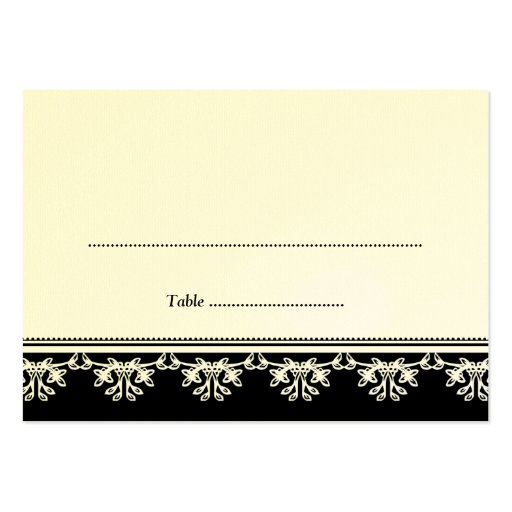 Black filigree border wedding escort place card business card