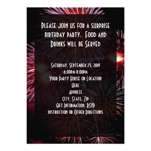 Black Fireworks 30th/Birthday/Party Invitations