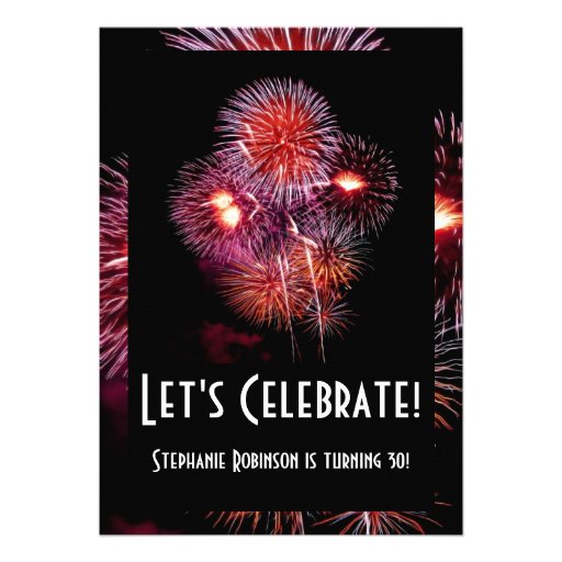 Black Fireworks 30th/Birthday/Party Invitations