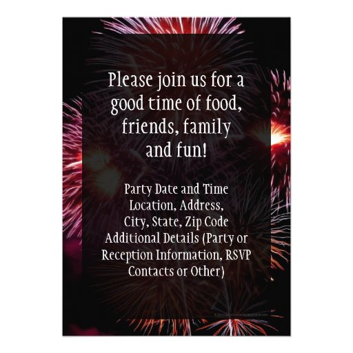 Black Fireworks 4th of July Party Invitation