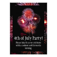Black Fireworks 4th of July Party Invitation