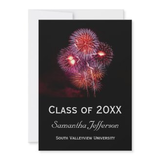 Black Fireworks Graduation or Party Invitations