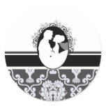 Black First Kiss Wedding Seal Round Stickers