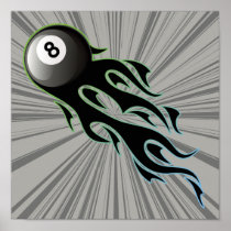 Black Flaming 8 Ball Poster